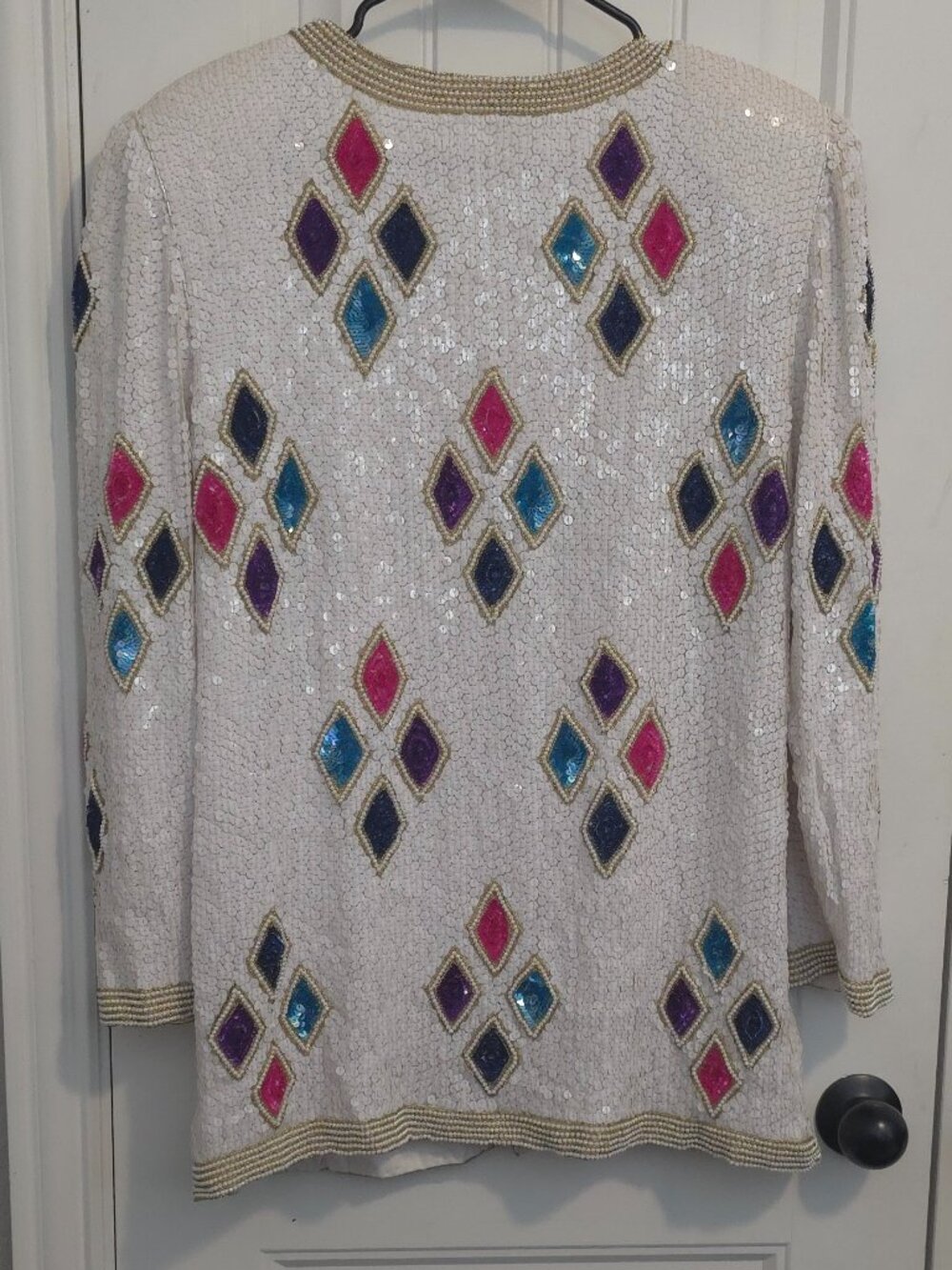 Vintage Stenay Geometric Design Sequined Jacket - Woman's Size L - Picture 2 of 7